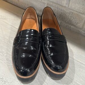 Chinese laundry, black patent platform, loafers size 8 1/2